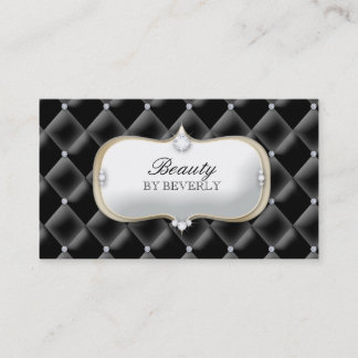 Carte De Visite Noir tufté de diamant blanc de salon de coiffure