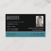 Carte De Visite Noir Turquoise blanc classique avec professionnel  (Dos)