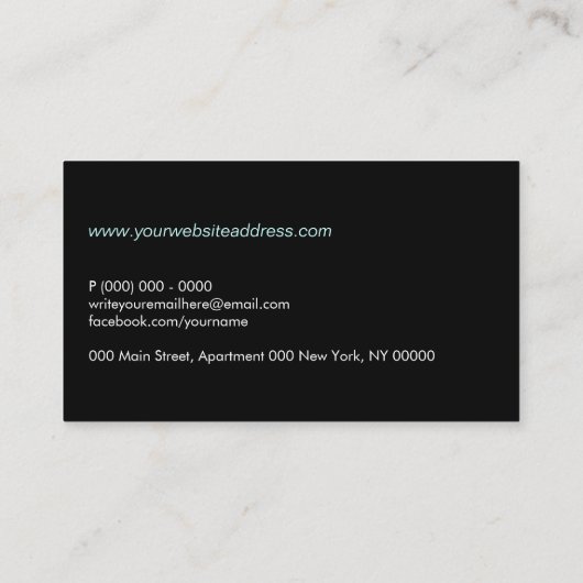 Carte De Visite Noir Turquoise Bleu Cerveau mental hypnose psychia (Dos)