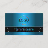 Carte De Visite Noir Turquoise moderne avec logo et photo (Devant)