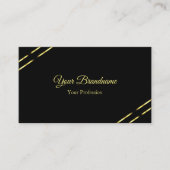 Carte De Visite Noir uni avec lignes dorées Photo et code QR (Devant)