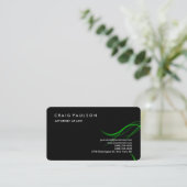 Carte De Visite Noir Vert classique élégant Plain professionnel (Debout devant)