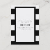 Carte De Visite Noir Vertical Blanc rayé Plain moderne (Dos)