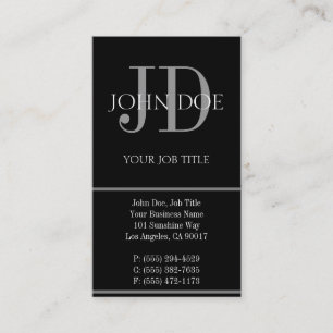 Carte De Visite Noir vertical de YourJobTitle