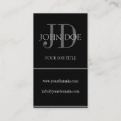 Carte De Visite Noir vertical de YourJobTitle (Dos)