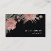 Carte De Visite Noir vieilli | Aquarelle florale (Devant)