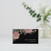 Carte De Visite Noir vieilli | Aquarelle florale (Debout devant)