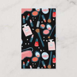 Carte De Visite Noir vintage de rose de maquilleur de beauté