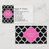 Carte De Visite Noir Whal Marocain #5 Hot Rose #2 Nom Monogramme (Devant / Derrière)