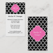 Carte De Visite Noir Whal Marocain #5 Hot Rose #2 Nom Monogramme (Devant / Derrière)