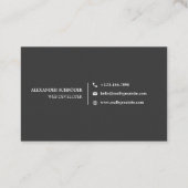 Carte de visite noire à écriture blanche (Dos)