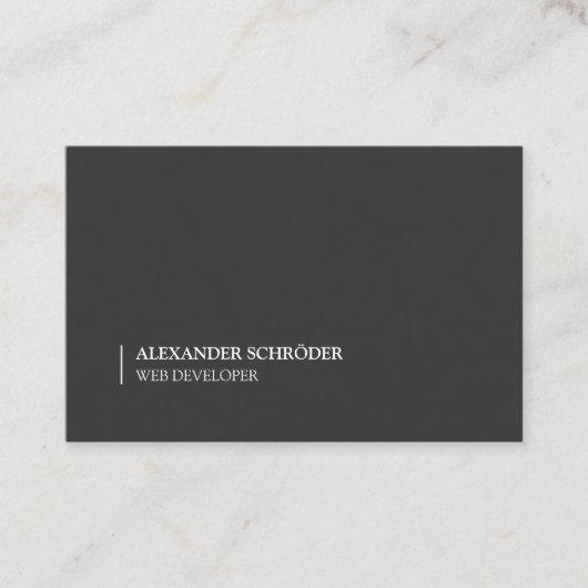 Carte de visite noire à écriture blanche (Devant)