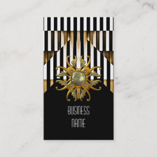 Carte de visite noire à rayure dorée Jewel