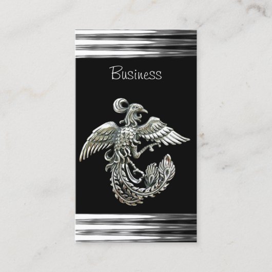 Carte de visite noire argent phénix bijou (Devant)
