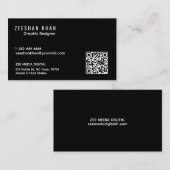 Carte de visite noire classique QR Code profession (Devant / Derrière)