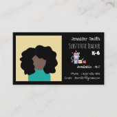 Carte de visite noire de professeur remplaçant ave (Devant)