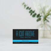Carte de visite noire et bleu aqua (Debout devant)
