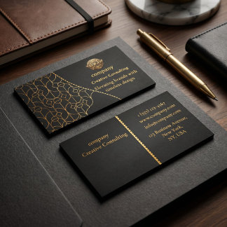 Carte de visite noire et or avec logo personnalisa