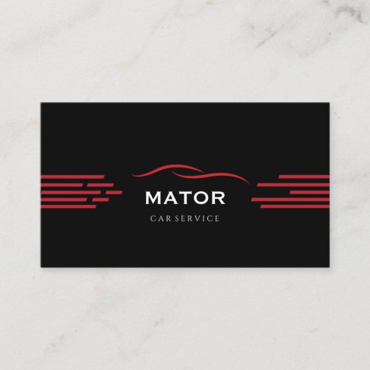 Carte de visite noire et rouge | Service automobil (Devant)