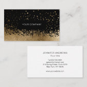 Carte de visite noire Glitter Drop Gold (Devant / Derrière)