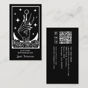 Carte de visite noire Lash Tech Tarot Card