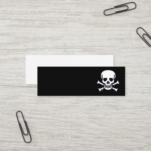 Carte de visite noire mini Skull n Bones (Devant/Arrière en situation)