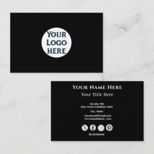 Carte de visite noire minimaliste avec logo person