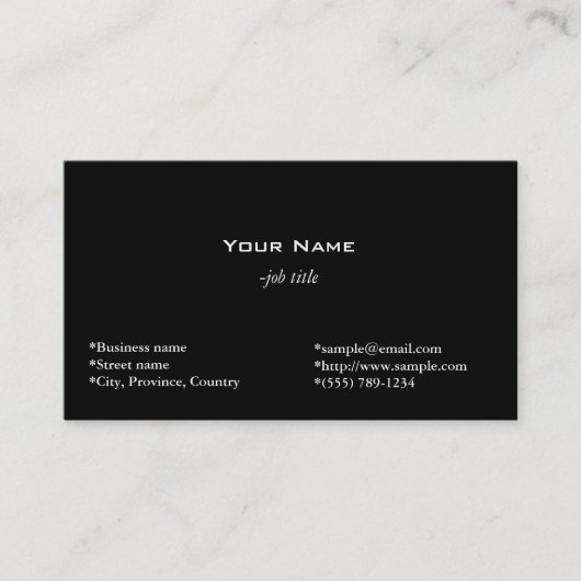 carte de visite noire simple (Devant)