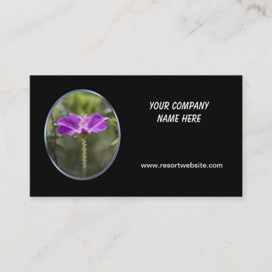 carte de visite noire simple avec fleur violette,  (Devant)