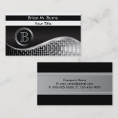 Carte De Visite Noirs exécutifs et argentent le monogramme de | (Devant / Derrière)