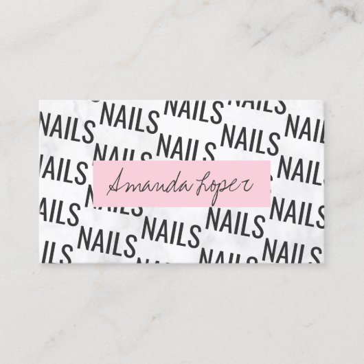 Carte De Visite Noirs noirs et roses en marbre blanc (Devant)