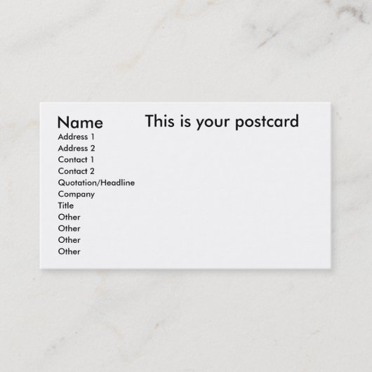 Carte De Visite Nom, adresse 1, adresse 2, contact 1, contact… (Devant)