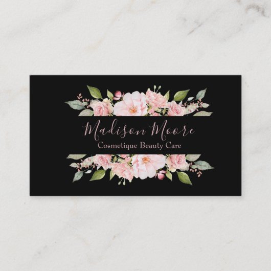 Carte De Visite Nom/affaires assez floraux de roses inscrites (Devant)
