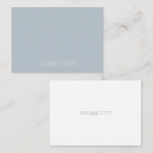 Carte De Visite Nom bleu Dusty uniquement sur l'avant (Devant / Derrière)