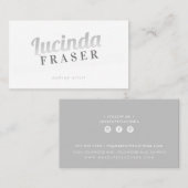 Carte De Visite NOM BOLD FADE cool rétro gris minimum gris (Devant / Derrière)