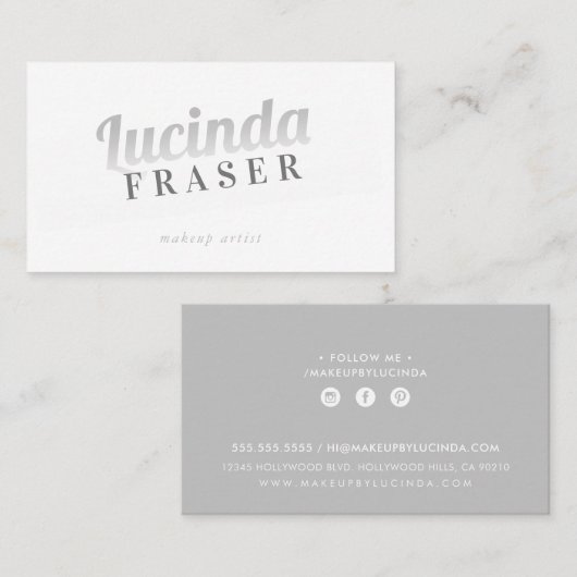 Carte De Visite NOM BOLD FADE cool rétro gris minimum gris (Devant / Derrière)