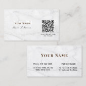 Carte De Visite Nom Classique Personnaliser Code QR Marbre Blanc (Devant / Derrière)