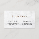 Carte De Visite Nom Classique Personnaliser Code QR Marbre Blanc (Dos)