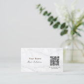 Carte De Visite Nom Classique Personnaliser Code QR Marbre Blanc (Debout devant)