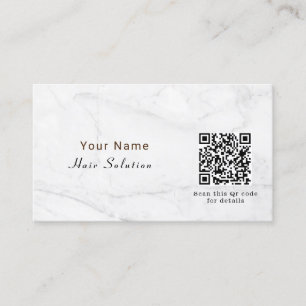Carte De Visite Nom Classique Personnaliser Code QR Marbre Blanc