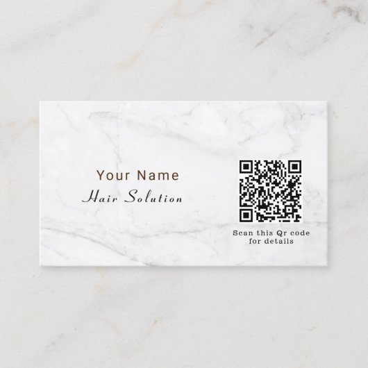 Carte De Visite Nom Classique Personnaliser Code QR Marbre Blanc (Devant)