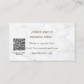 Carte De Visite Nom Classique Personnaliser Code QR Marbre Blanc (Dos)