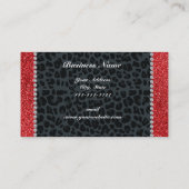 Carte De Visite Nom commercial rouge parties scintillant gris léop (Dos)