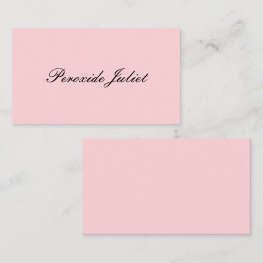 Carte De Visite Nom complet Script Blush Pink (Devant / Derrière)