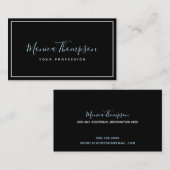 Carte De Visite nom curieux écrit à la main sur feminine noir (Devant / Derrière)