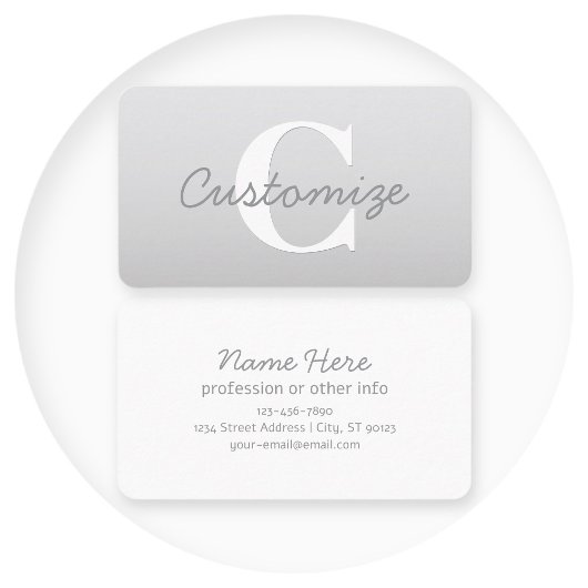 Carte De Visite Nom cursif ou autre texte avec monogramme | Dégrad
