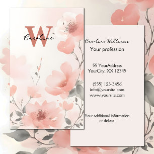 Carte De Visite Nom de brush monogramme aquarelle florale