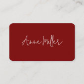 Carte De Visite Nom de calligraphie blanche élégante sur rouge fon (Devant)