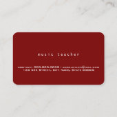 Carte De Visite Nom de calligraphie blanche élégante sur rouge fon (Dos)