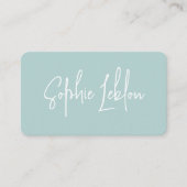 Carte De Visite Nom de calligraphie simple et élégante Turquoise (Devant)